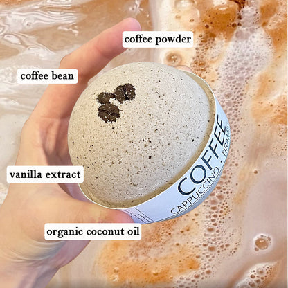 Cappuccino and Coffee Bean Bath Bomb-1
