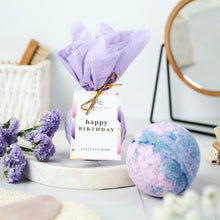 Load image into Gallery viewer, Happy Birthday - Yorkshire Violet Birthday Bath Bomb Floral Soak

